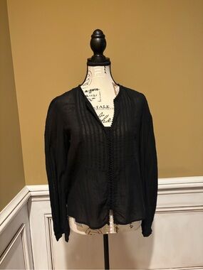 Vintage See by Chloe Black Lightweight Button-Front Blouse